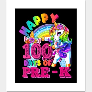 Dabbing Unicorn 100th Day Of School PreK Kid Girls Teacher Posters and Art